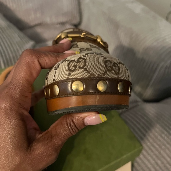 Gucci Clogs canvas and leather trim.Good condition with tags , box dust bag. - Picture 5 of 9